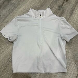 White Half-Zip Short Sleeve Top